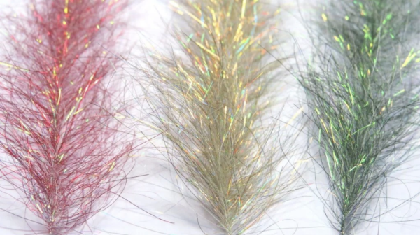 Frenzy Fly Fiber Brushes with flash for vibrant streamer fly tying material.